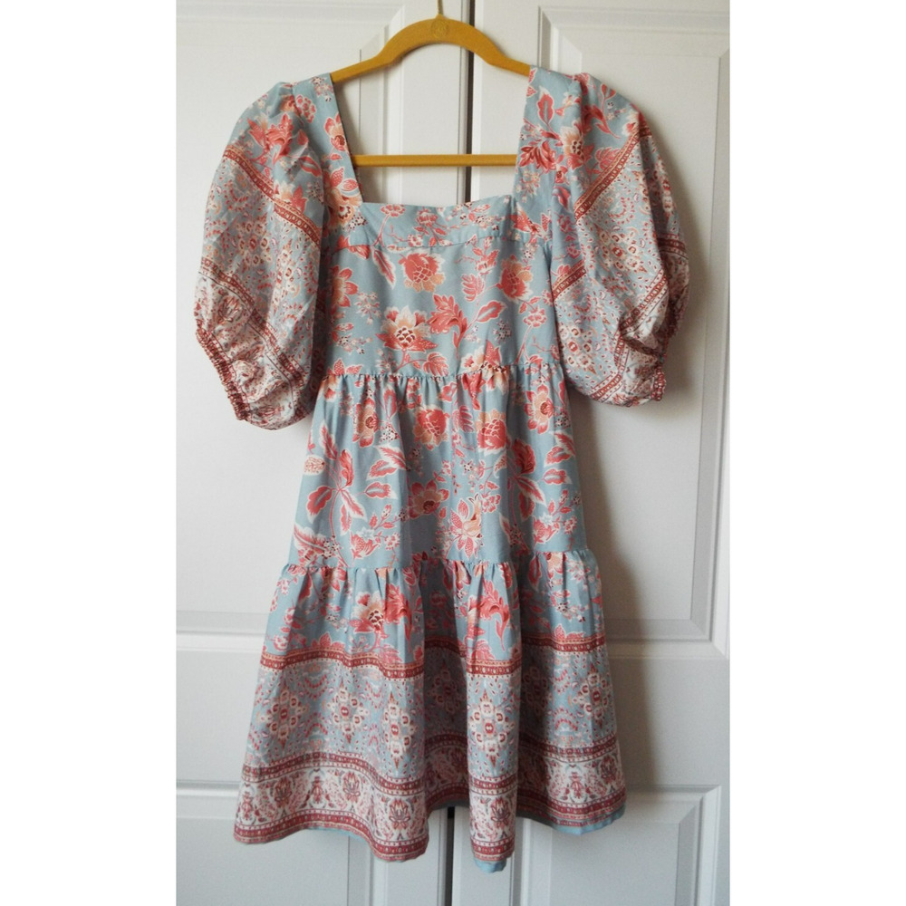 BAND OF THE FREE Dress Womens XS Blue Floral Peasant Prairie Cottagecore NWT